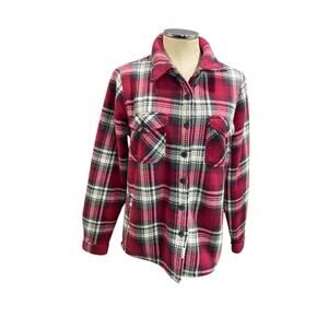 Size Medium Soho Threads Womens Sherpa Lined Fleece Shacket Red Plaid